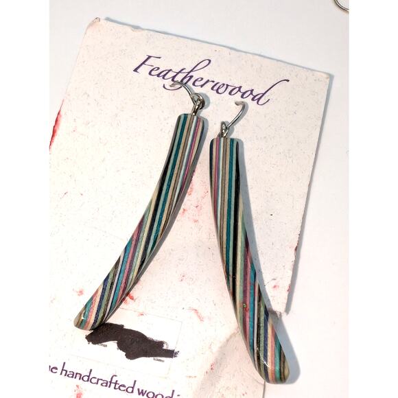 Lot of Nine Pair of Silver Tone Dangle, Post, Hoop Earrings - Picture 2 of 8